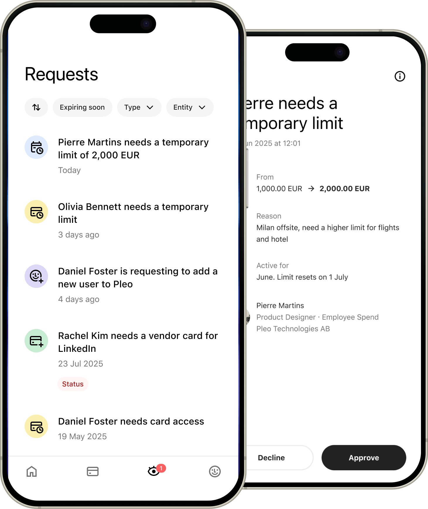 Mobile approval flow on iPhone